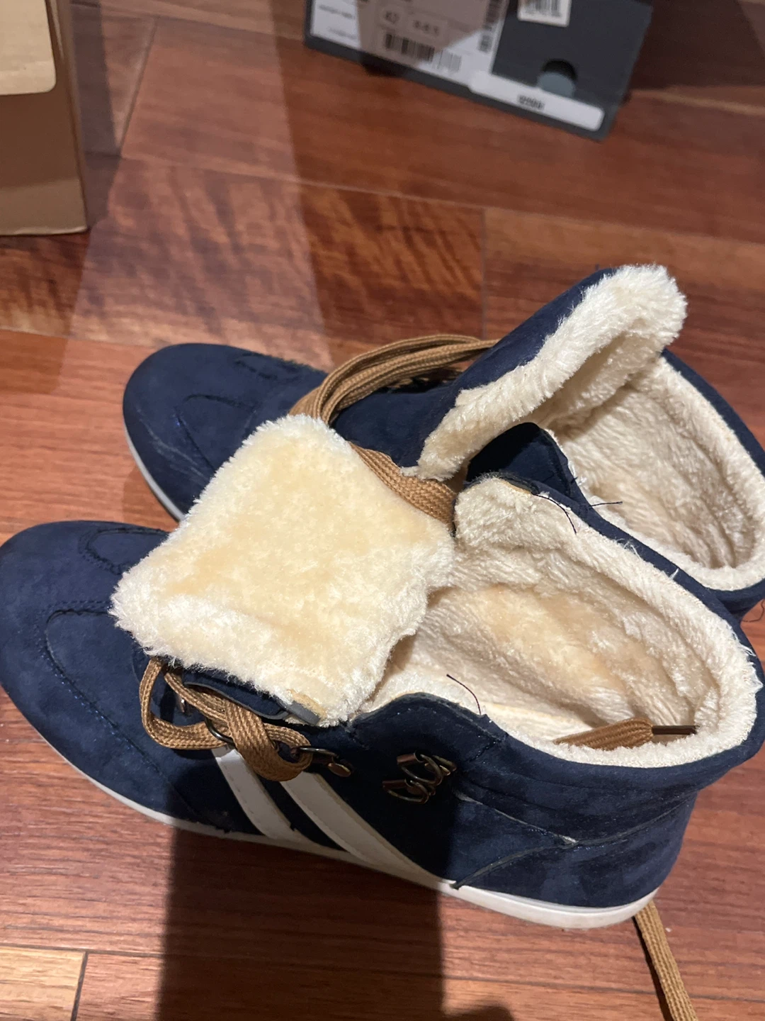 Dark Blue Suede Lined Winter Boots