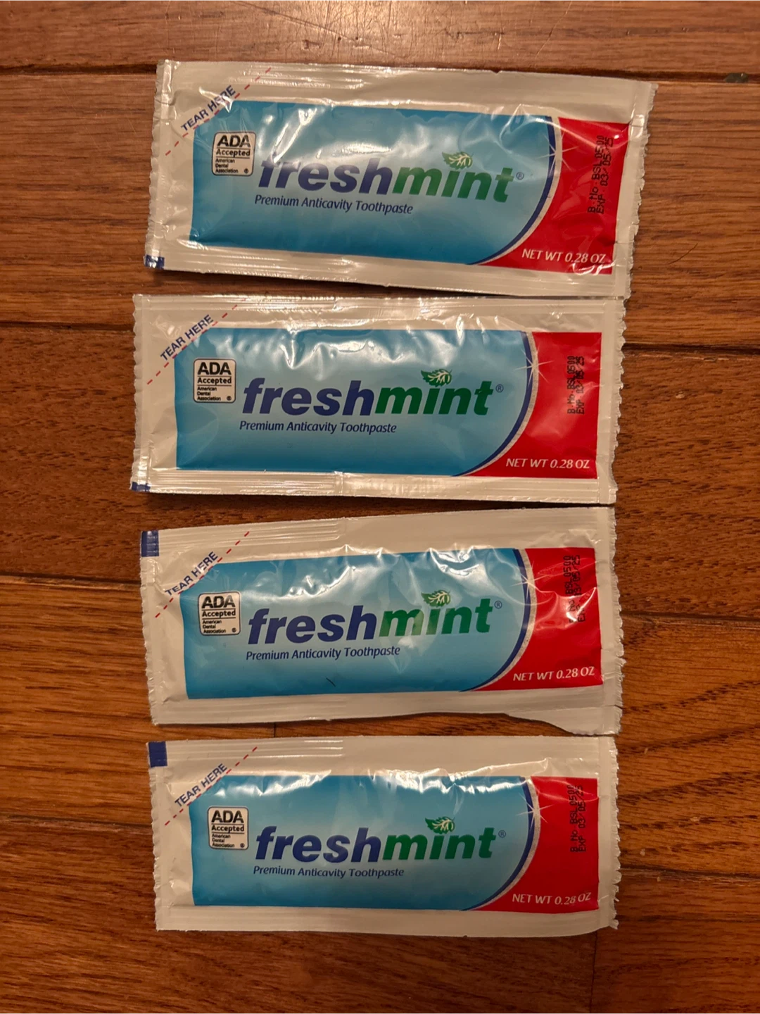 Freshmint Premium Anticavity Toothpaste Sample Packs (4-Pack)