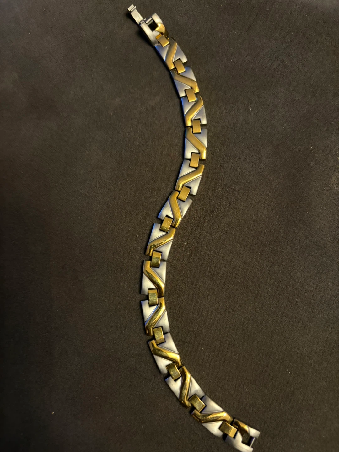 Two-Tone Magnetic Bracelet - Gold/Silver Stainless Steel - 8”