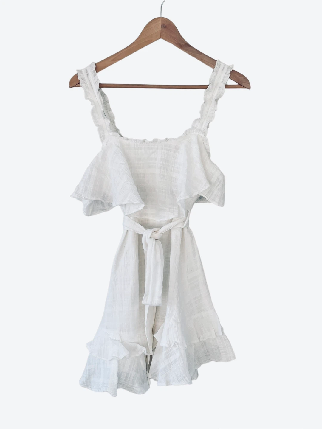 Here Comes The Sun White Ruffle Mini Dress