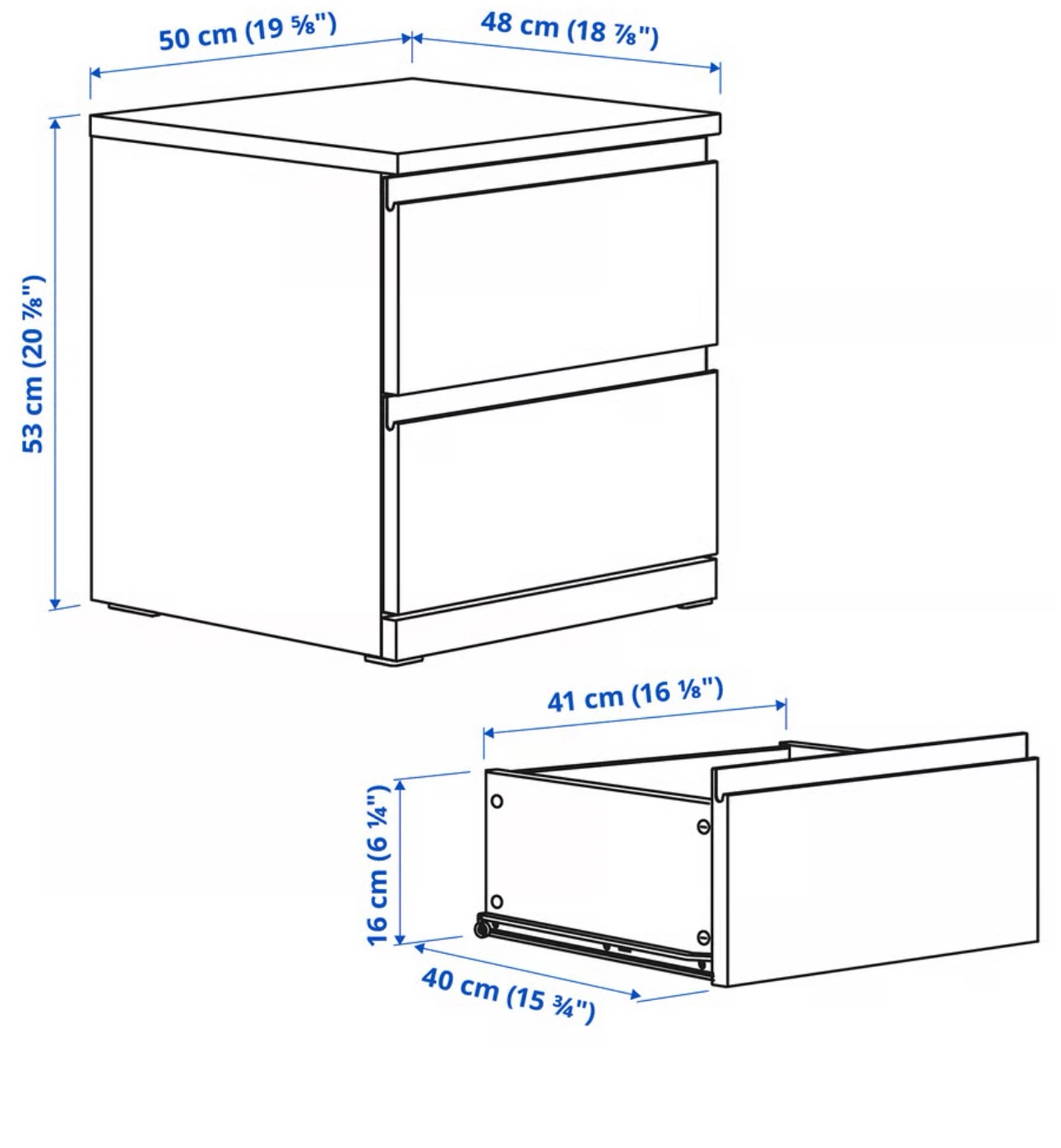 Ikea, White 2-Drawer Nightstand - photo 2