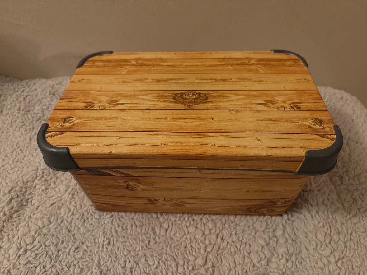 Decorative Container with Wood-Look Lid