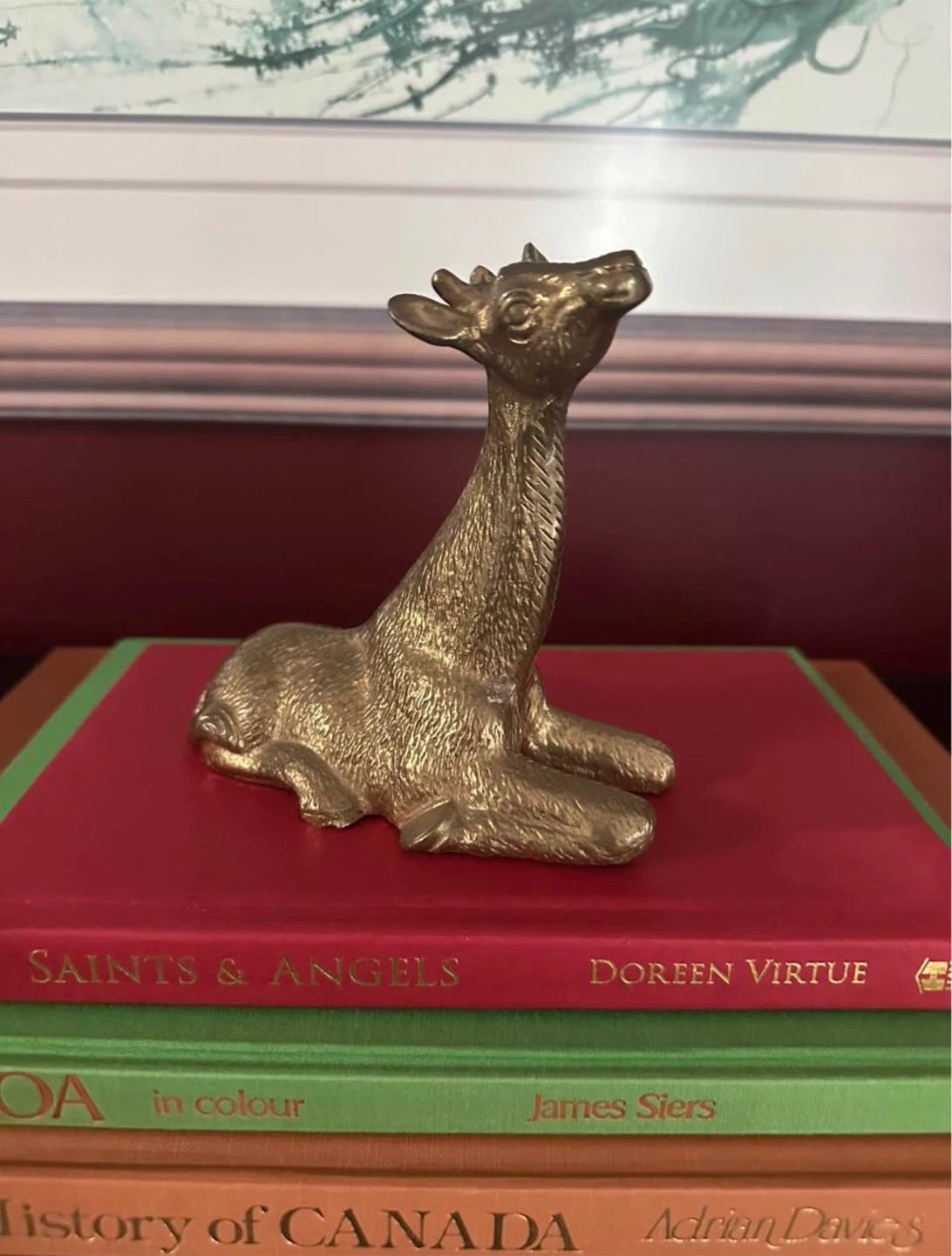 Vintage Brass Reclining Deer Figurine MCM Yugoslavia Stamped