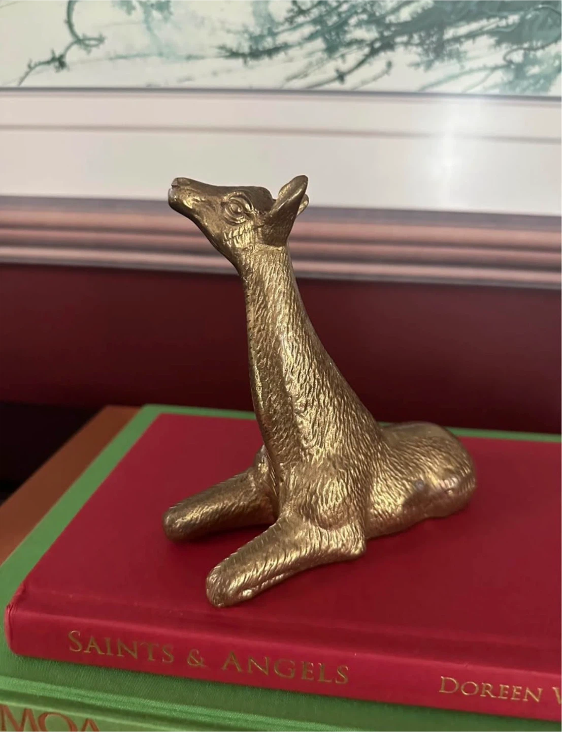 Vintage Brass Reclining Deer Figurine MCM Yugoslavia Stamped - photo 3