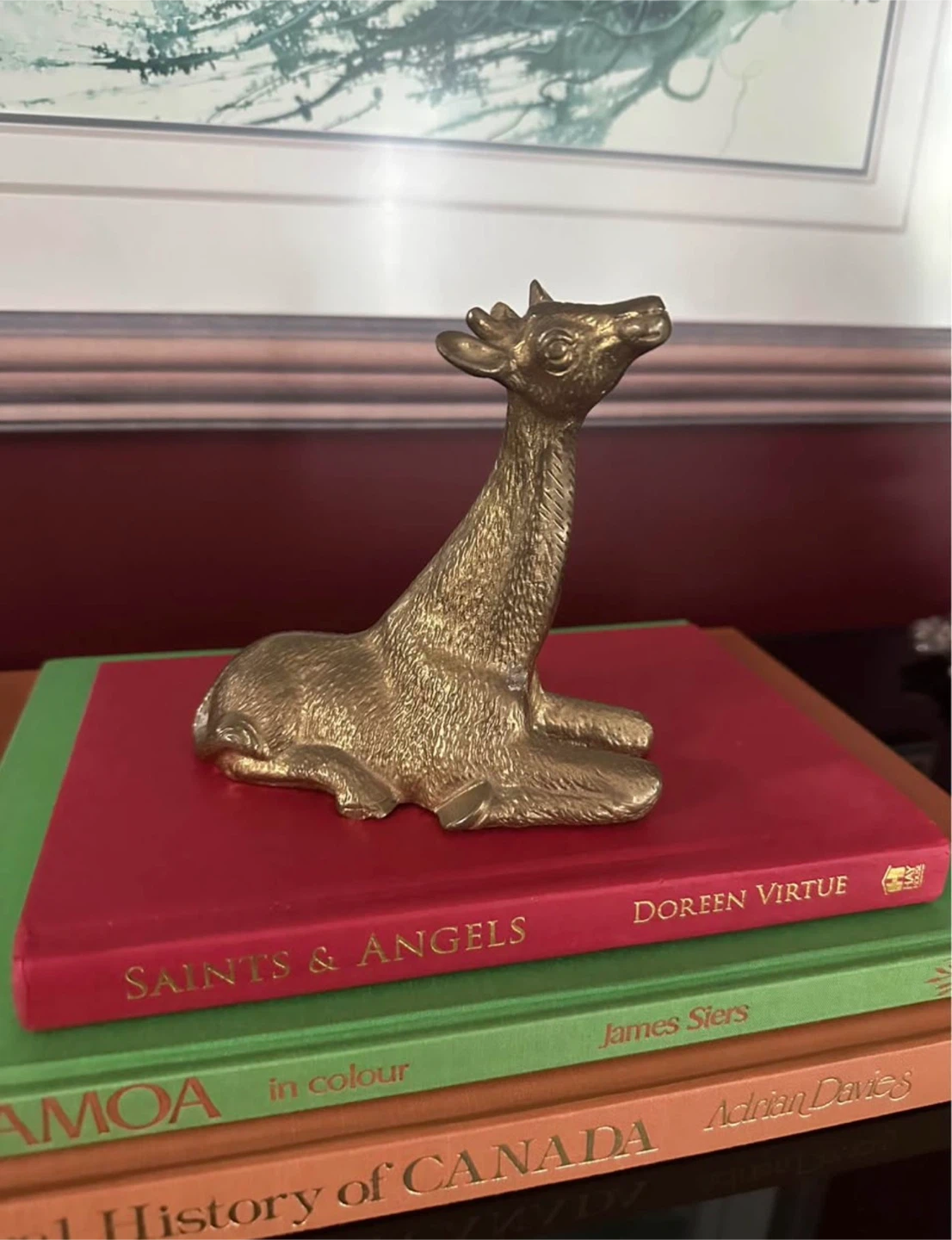 Vintage Brass Reclining Deer Figurine MCM Yugoslavia Stamped - photo 5