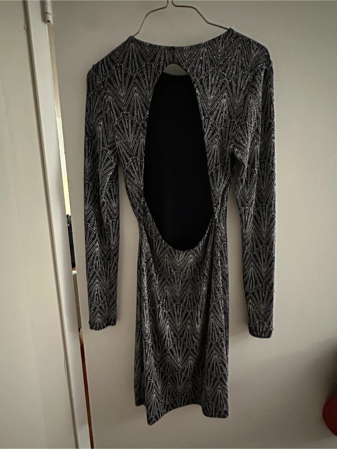 Sparkly Black & Silver Long Sleeve Mini Dress - photo 2