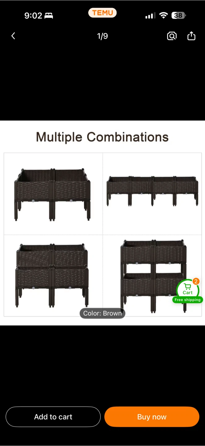 Modular Raised Garden Bed Planter - Brown - photo 2
