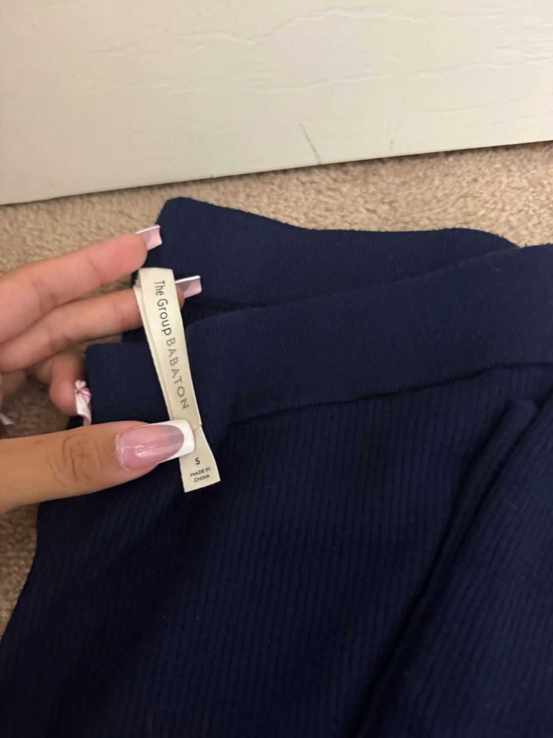The Group Babaton Navy Ribbed Wide Leg Pants