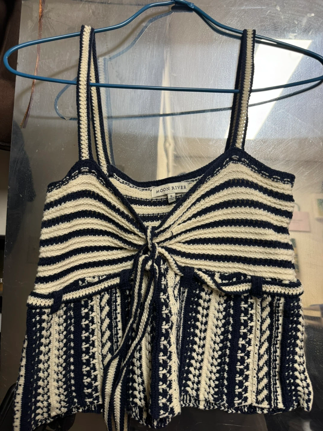 Moon River Striped Knit Tank Top