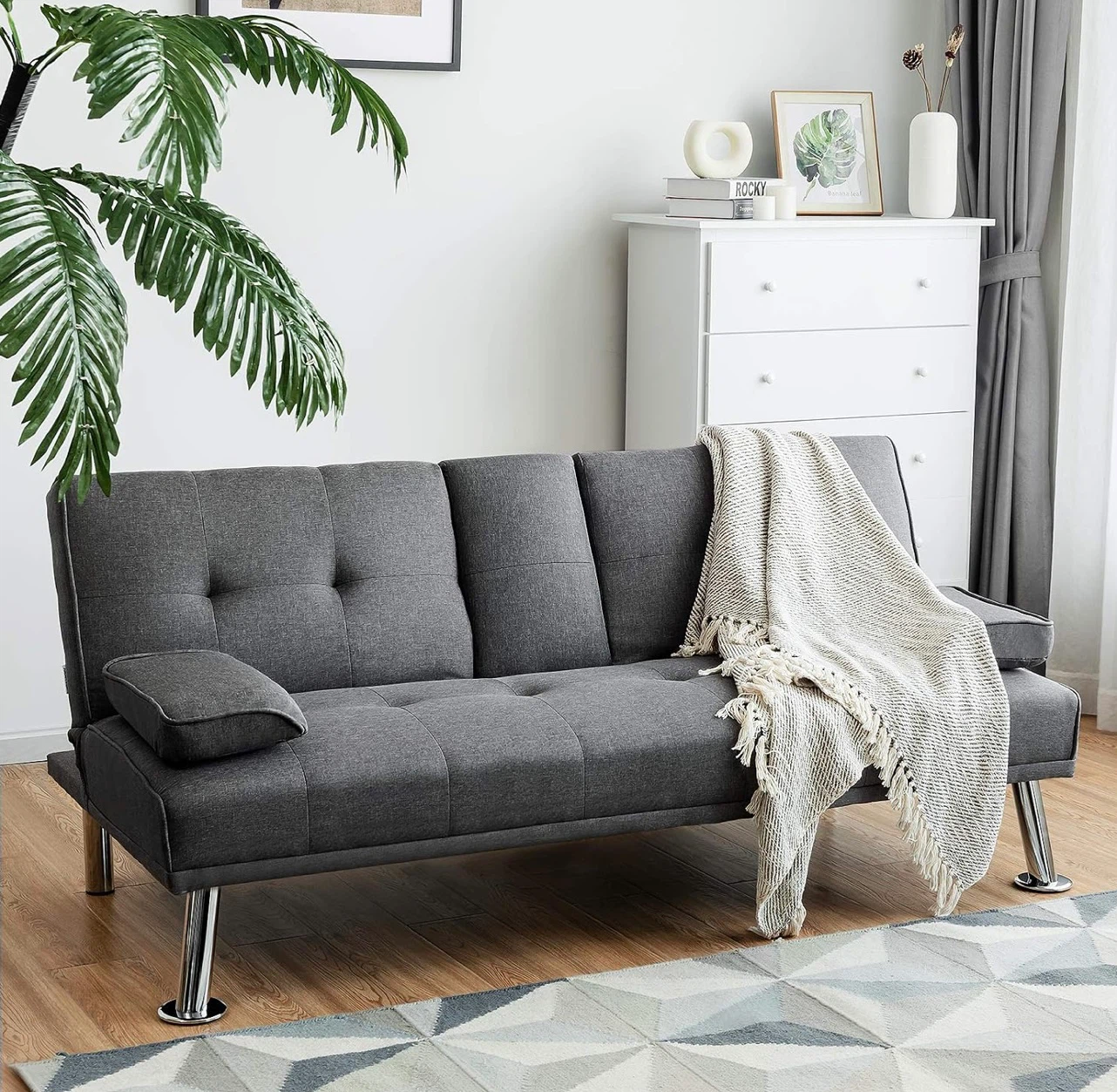 Upholstered Futon Sofa Bed - photo 2