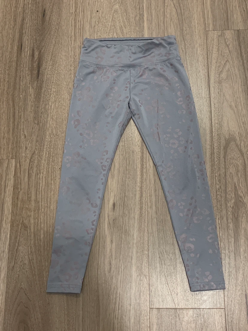 Justice Kids Grey Leopard Print Leggings