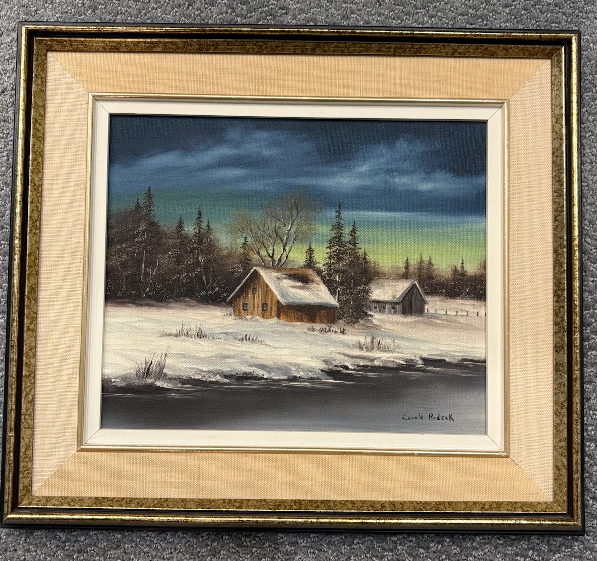 Original Carole Rodeck Signed Quebec Oil Painting w/ Bio Label