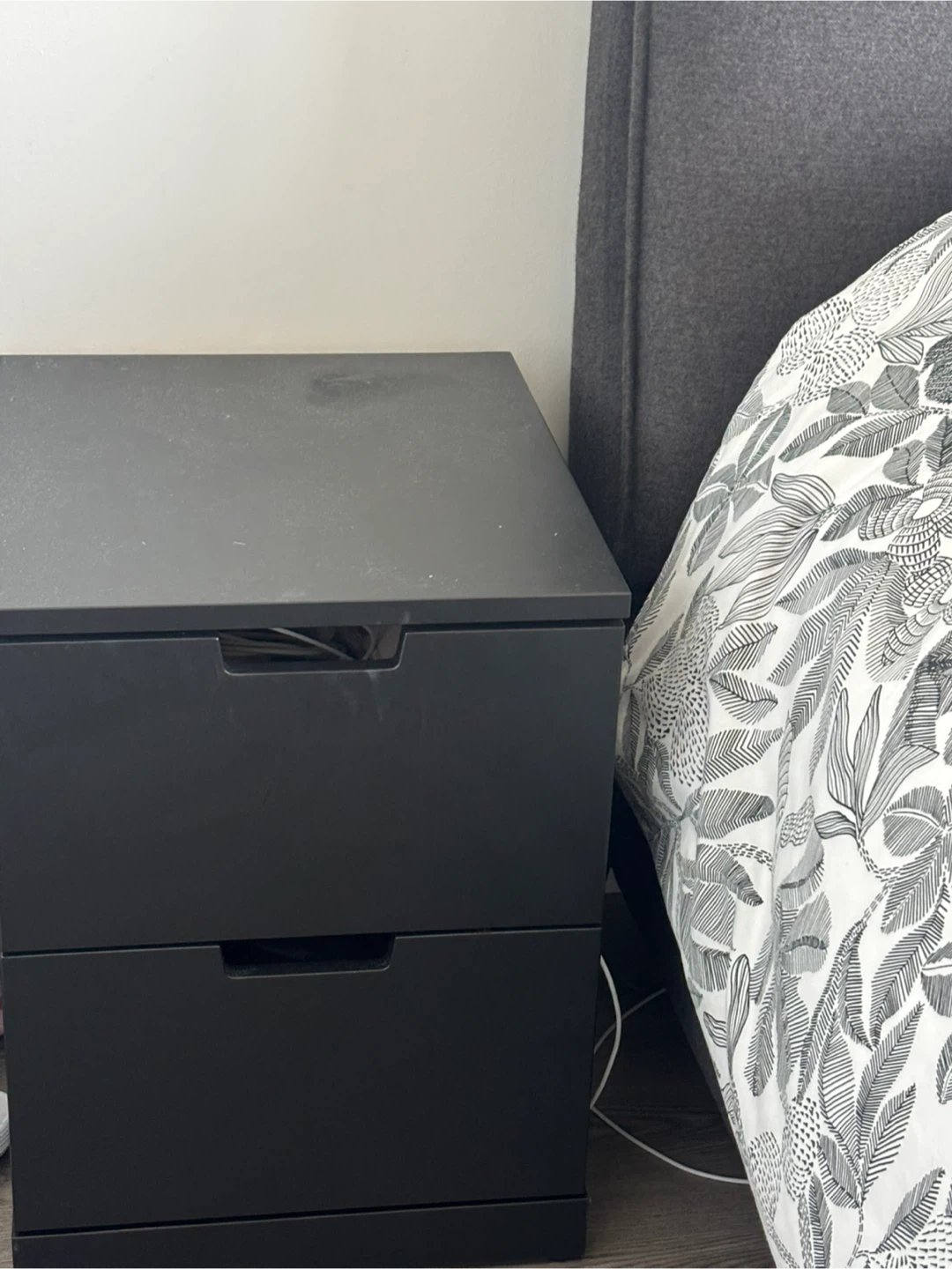 Black 2-Drawer Nightstand