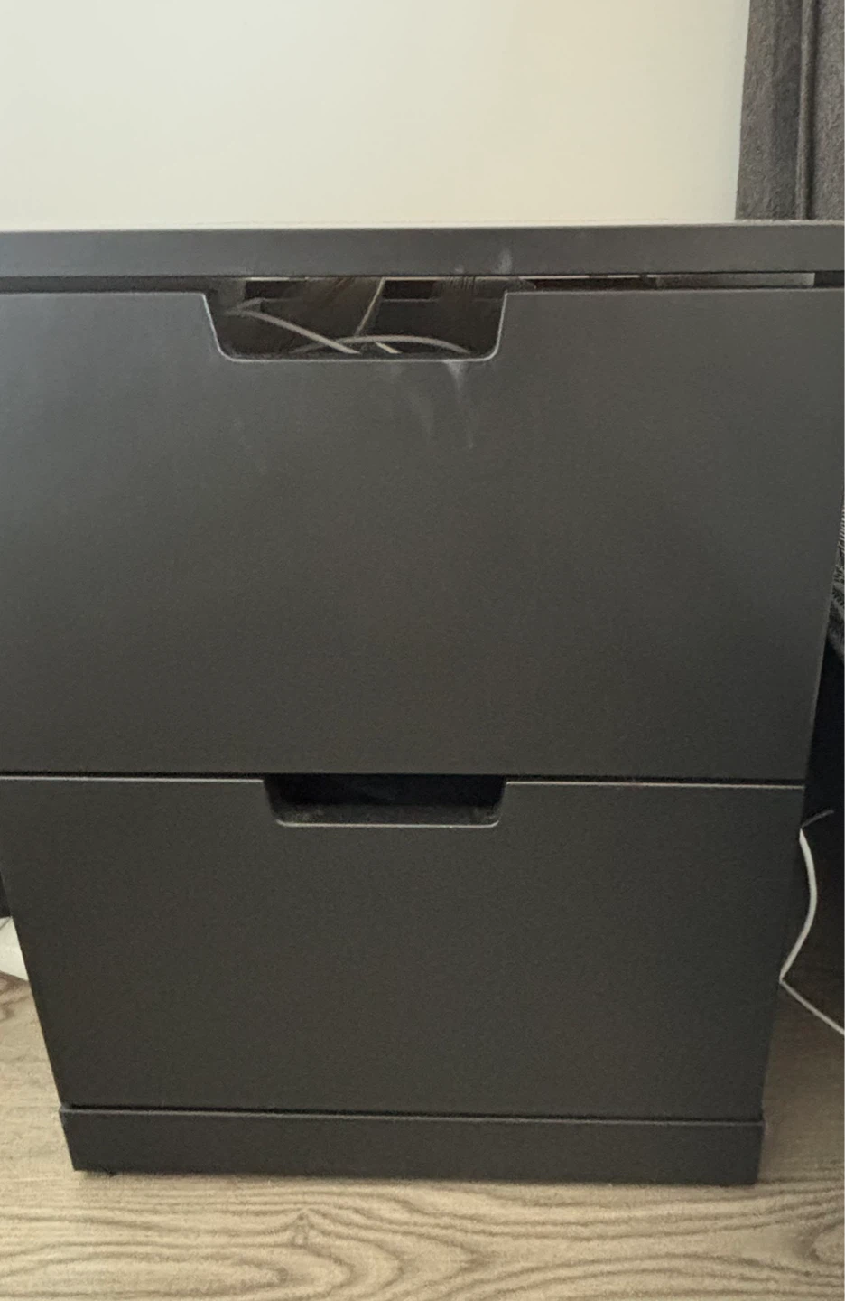 Black 2-Drawer Nightstand - photo 2