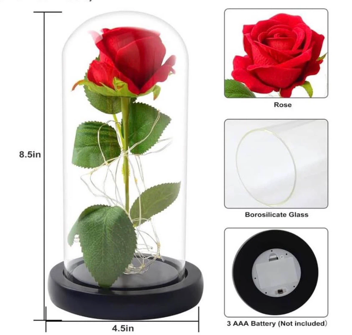 Eternal Flower Rose, Red Romantic Rose in a Glass Dome - photo 2