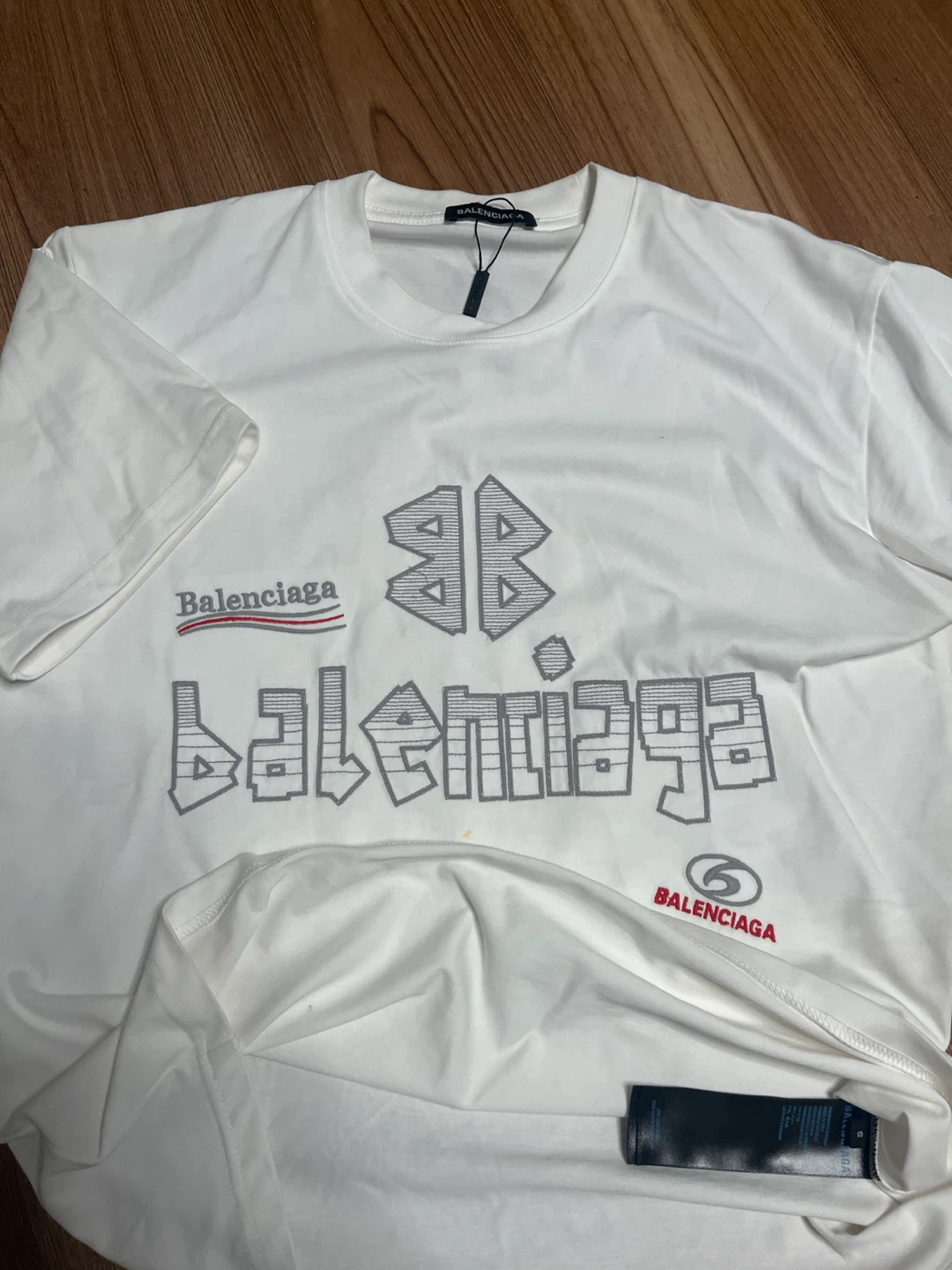 Balenciaga white embroidered logo t-shirt size small