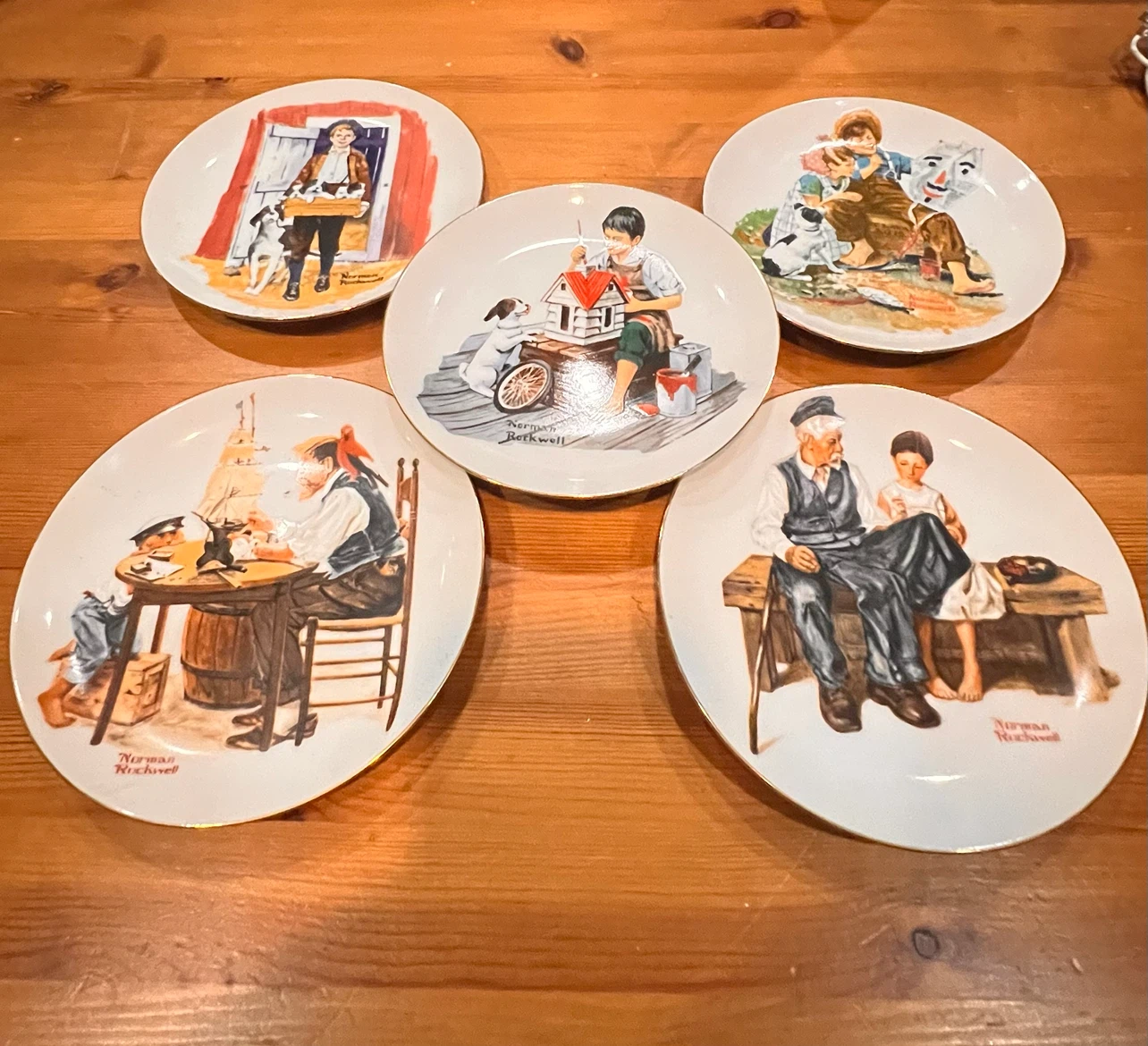 Norman Rockwell Themed Collector Plate Set of 5