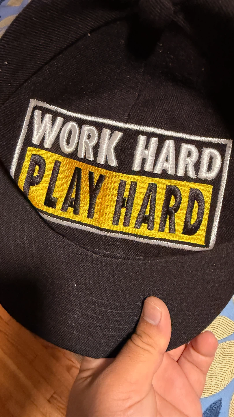 Black Snapback Hat with "Work Hard Play Hard" Patch - photo 2