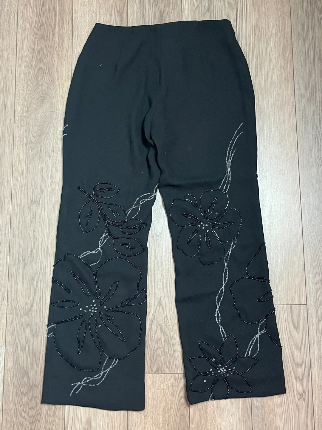 Bianca Nygard Petite Black Beaded Floral Pants Size 6 - photo 2