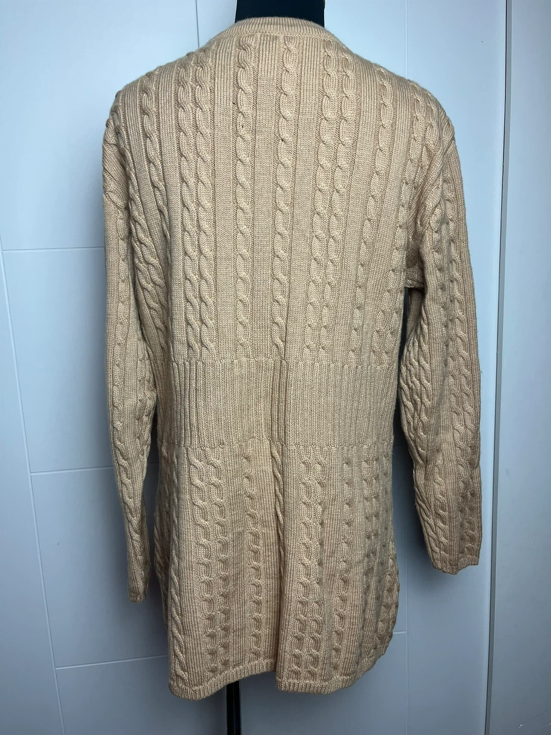 Basler Pure New Wool Cable Knit Cardigan - Tan - photo 2
