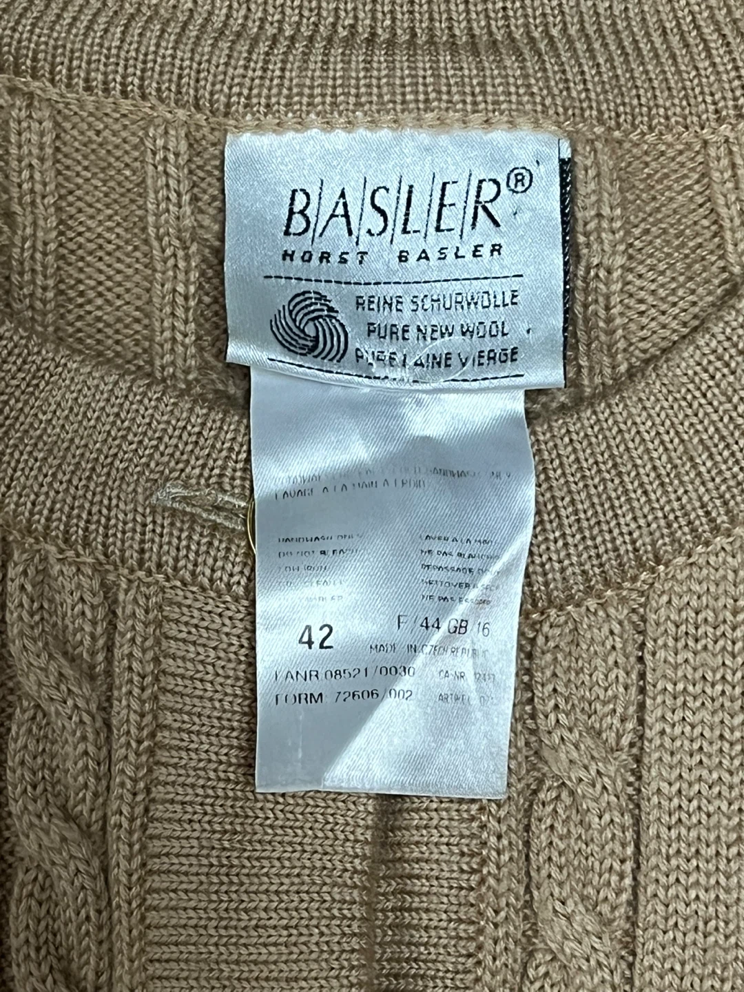 Basler Pure New Wool Cable Knit Cardigan - Tan - photo 4