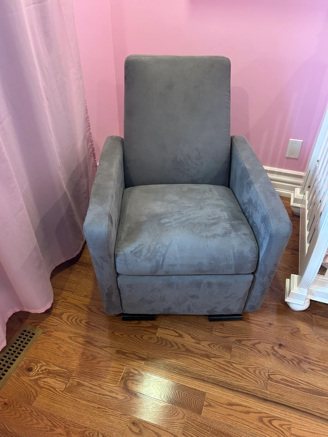 Grey Glider Rocker Chair with Ottoman