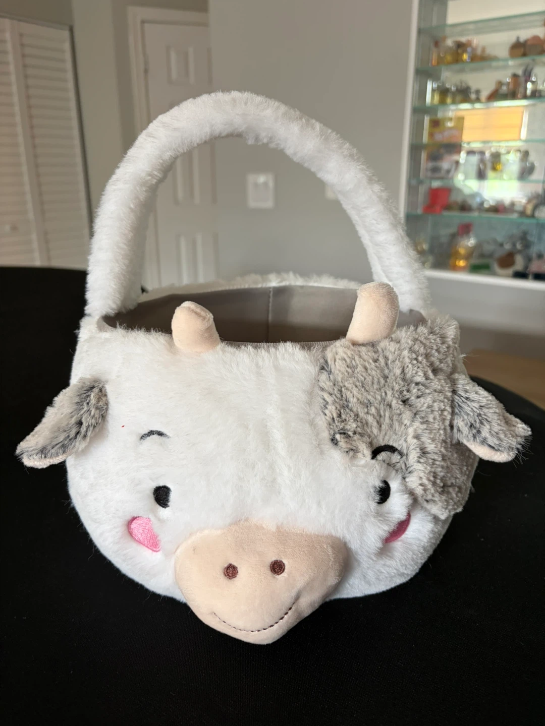 White Cow Plush Easter Basket