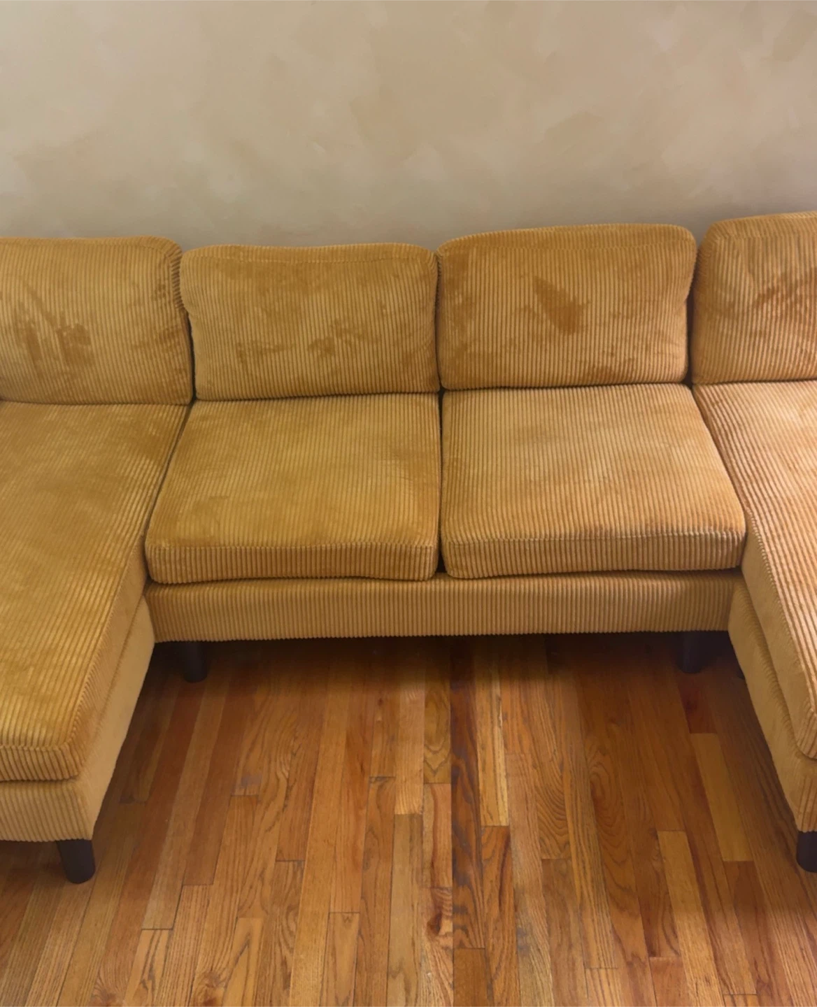 Yellow Corduroy U-Shaped Sectional Sofa - photo 4