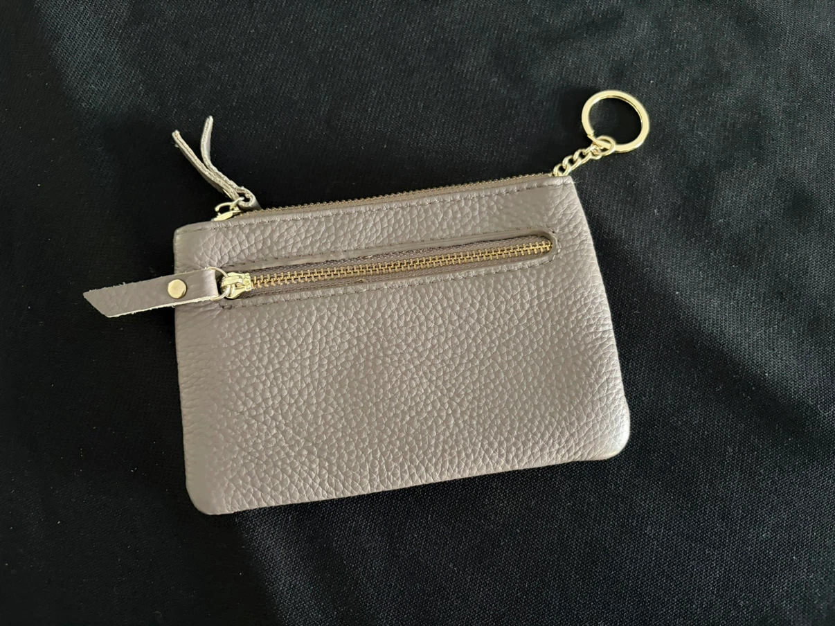 Gray Leather Coin Pouch with Zipper - photo 2