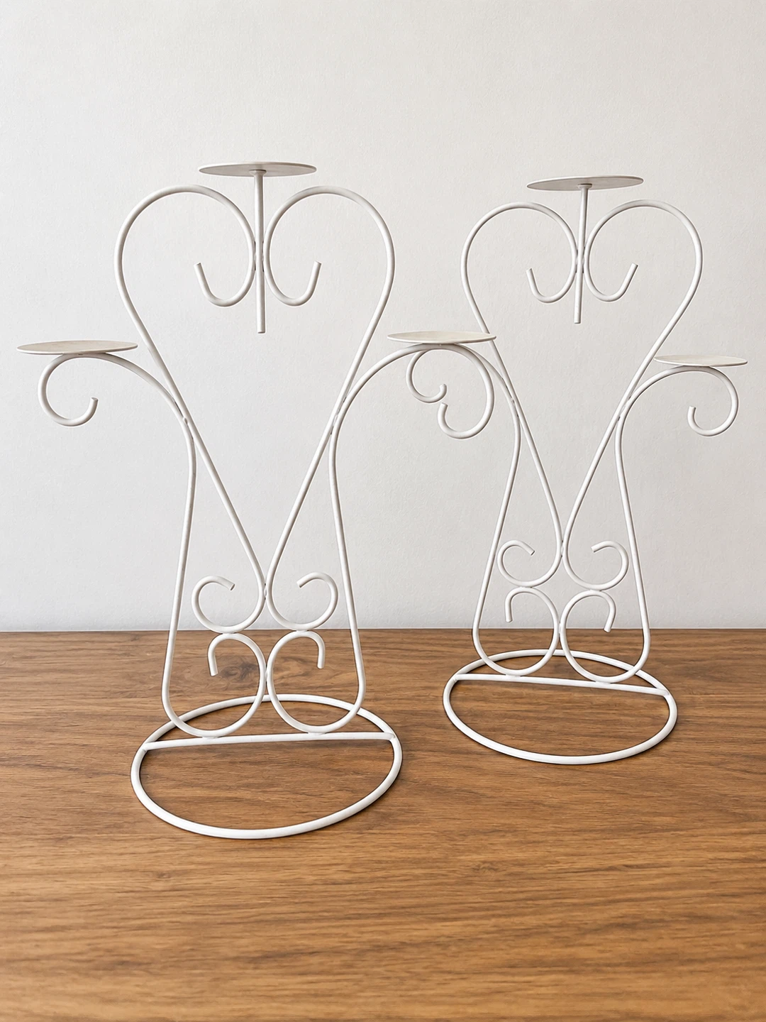 White Heart Candlestick Holders - Set of 2