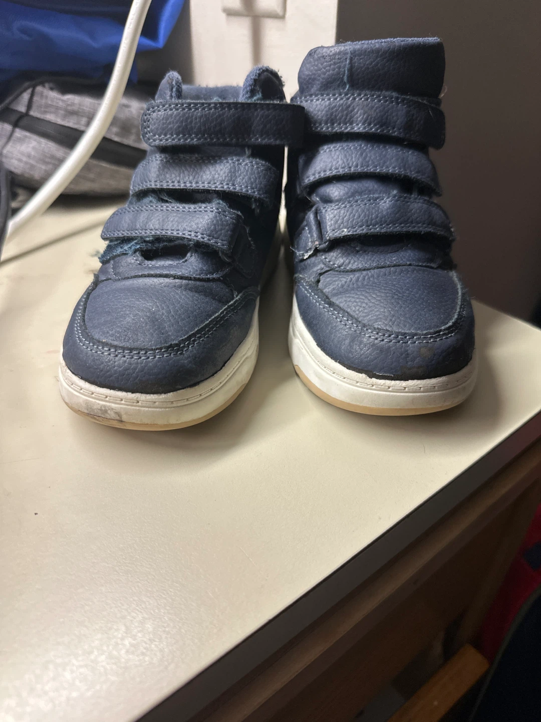 Blue High-Top Sneakers with Velcro Straps