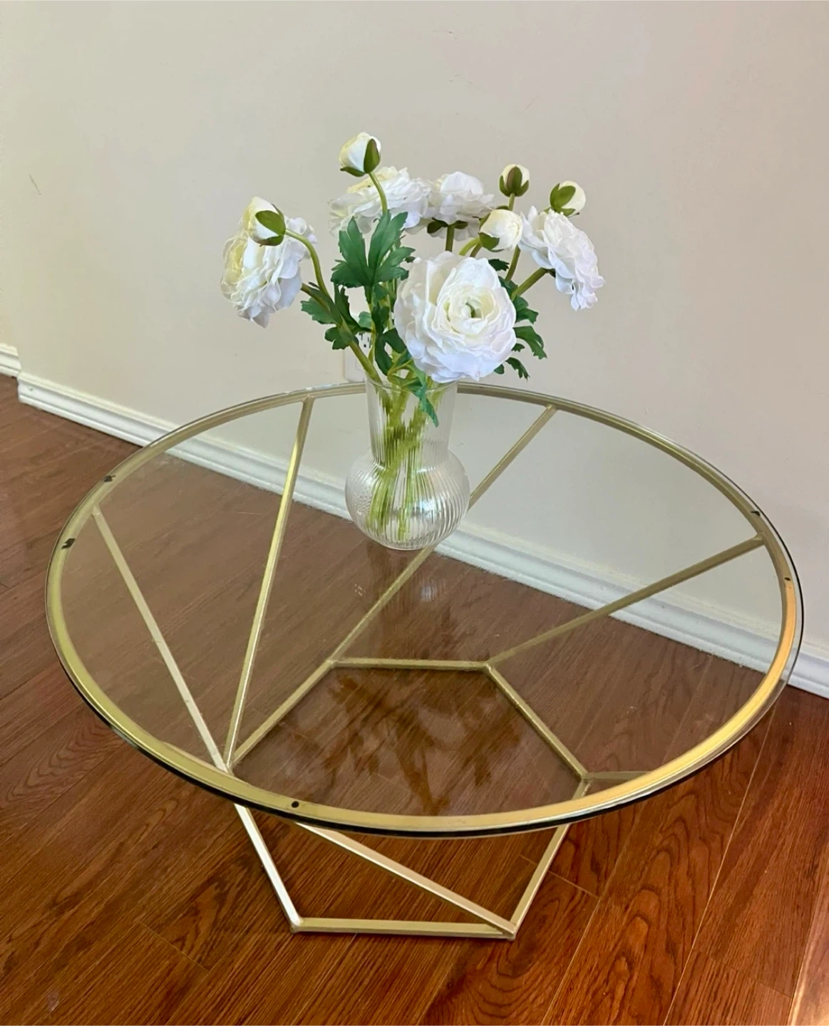 Glass and Gold Geometric Coffee Table