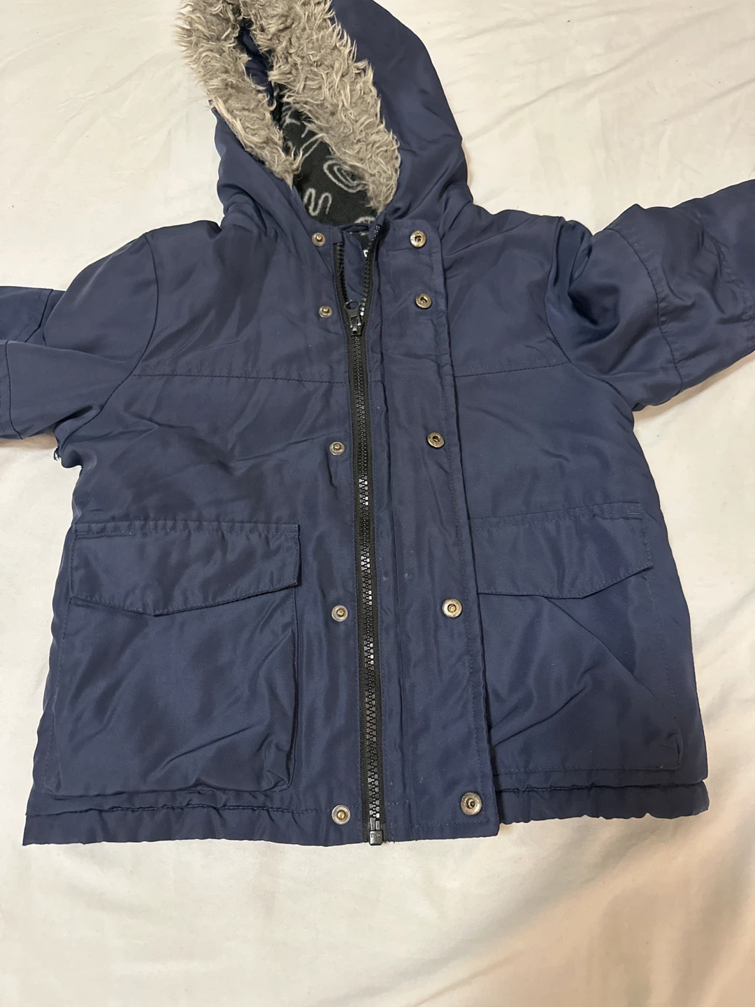 Boys Navy Blue Winter Parka Coat - photo 2