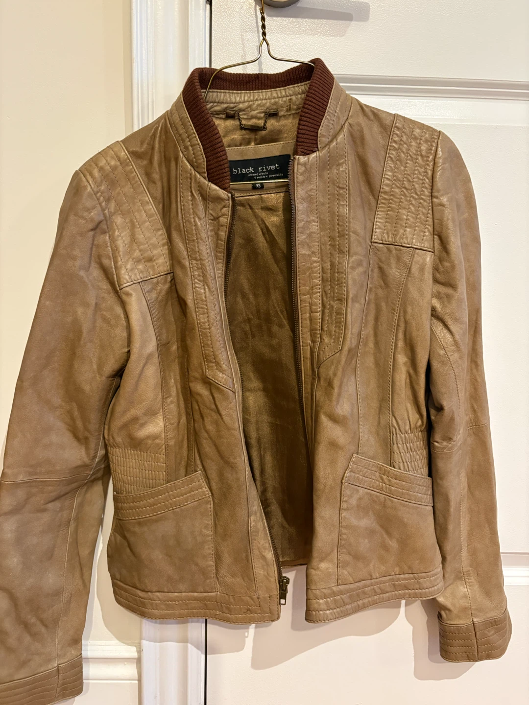 Genuine Leather Bomber Jacket - size xsmall - photo 2