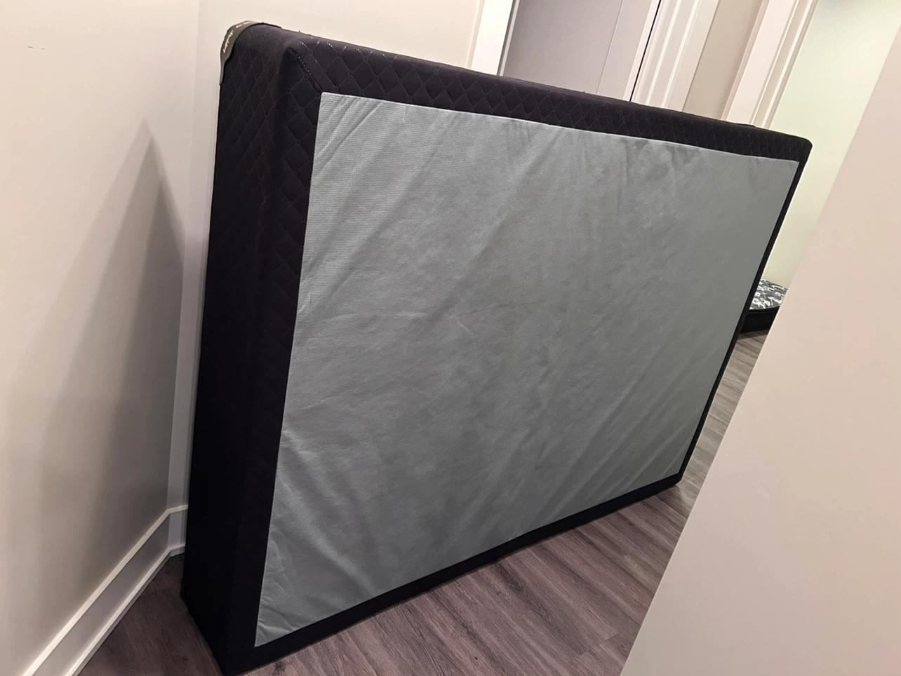 Black and grey floral double mattress and box spring