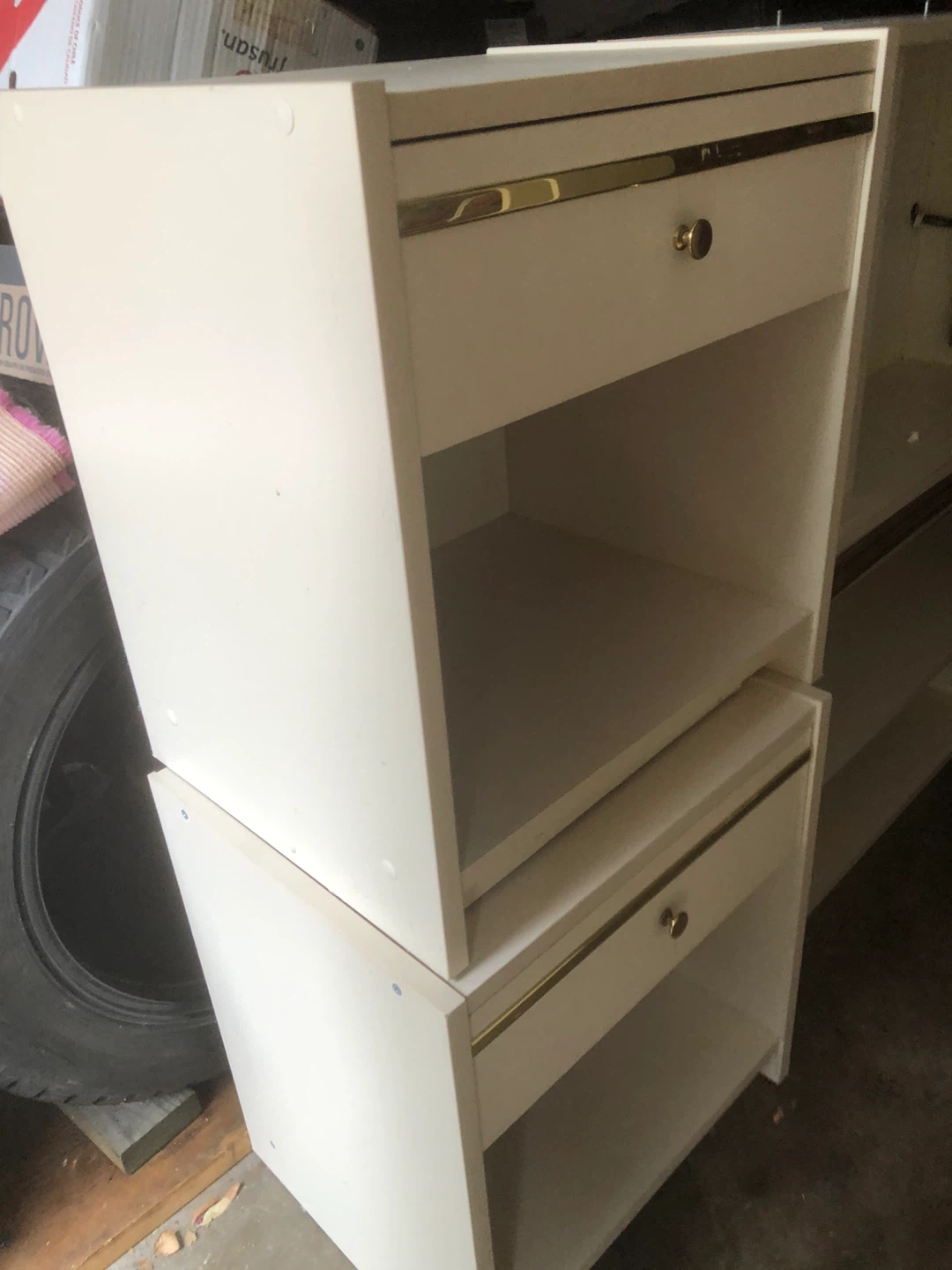 Cream Nightstand with Gold Trimx2