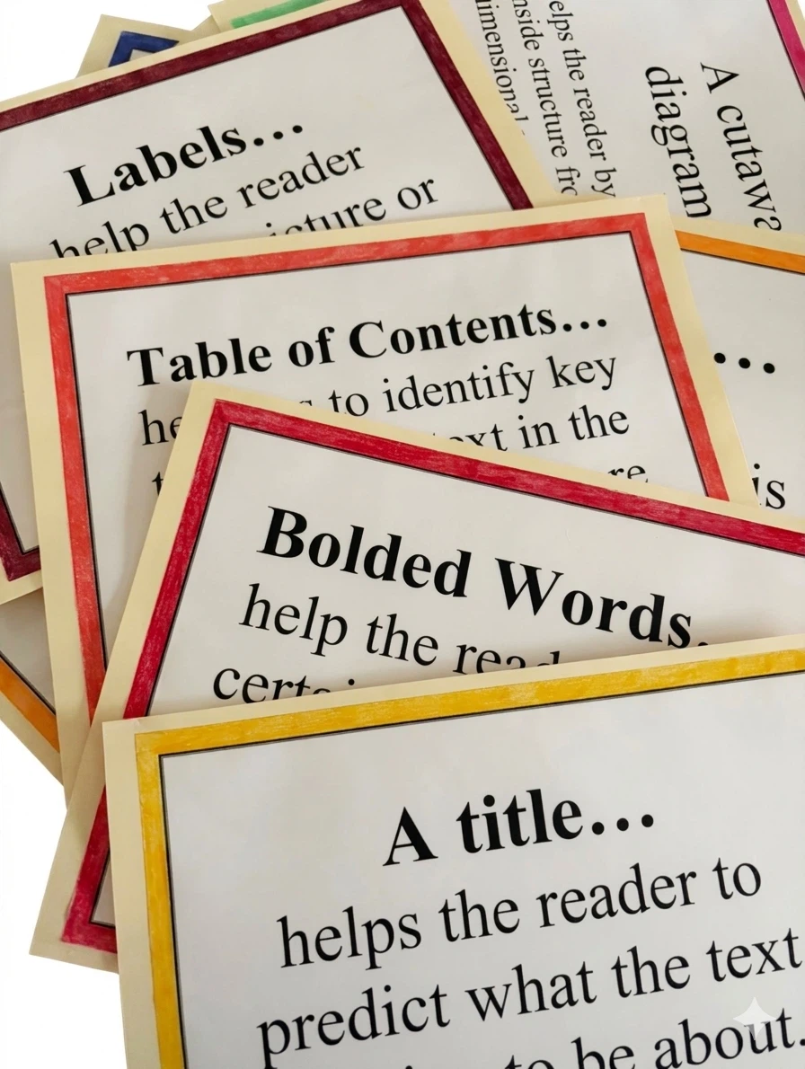 13 Text Feature Anchor Cards for EQAO & Literacy - photo 2
