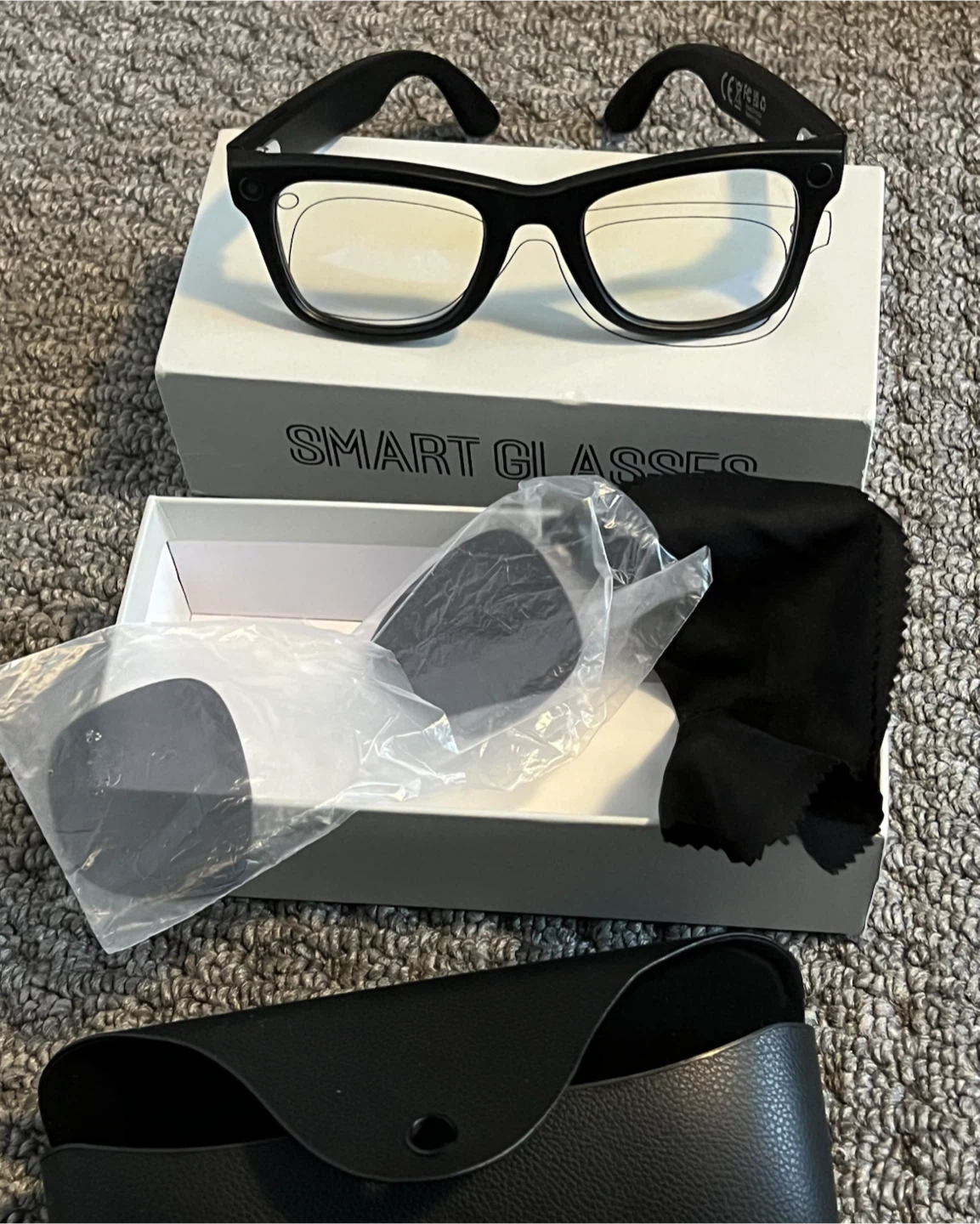 Black Smart Glasses with Accessories