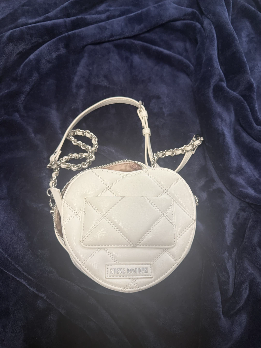 Steve Madden White Quilted Heart Crossbody Bag
