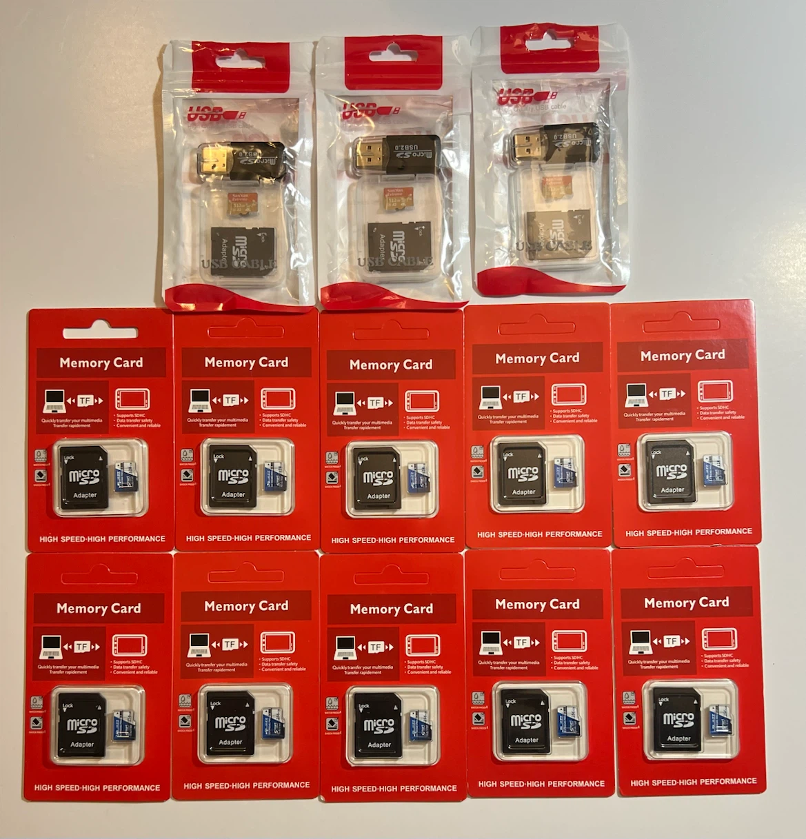Pack of 13 Micro SD Card Adapters with USB 2.0 Cables
