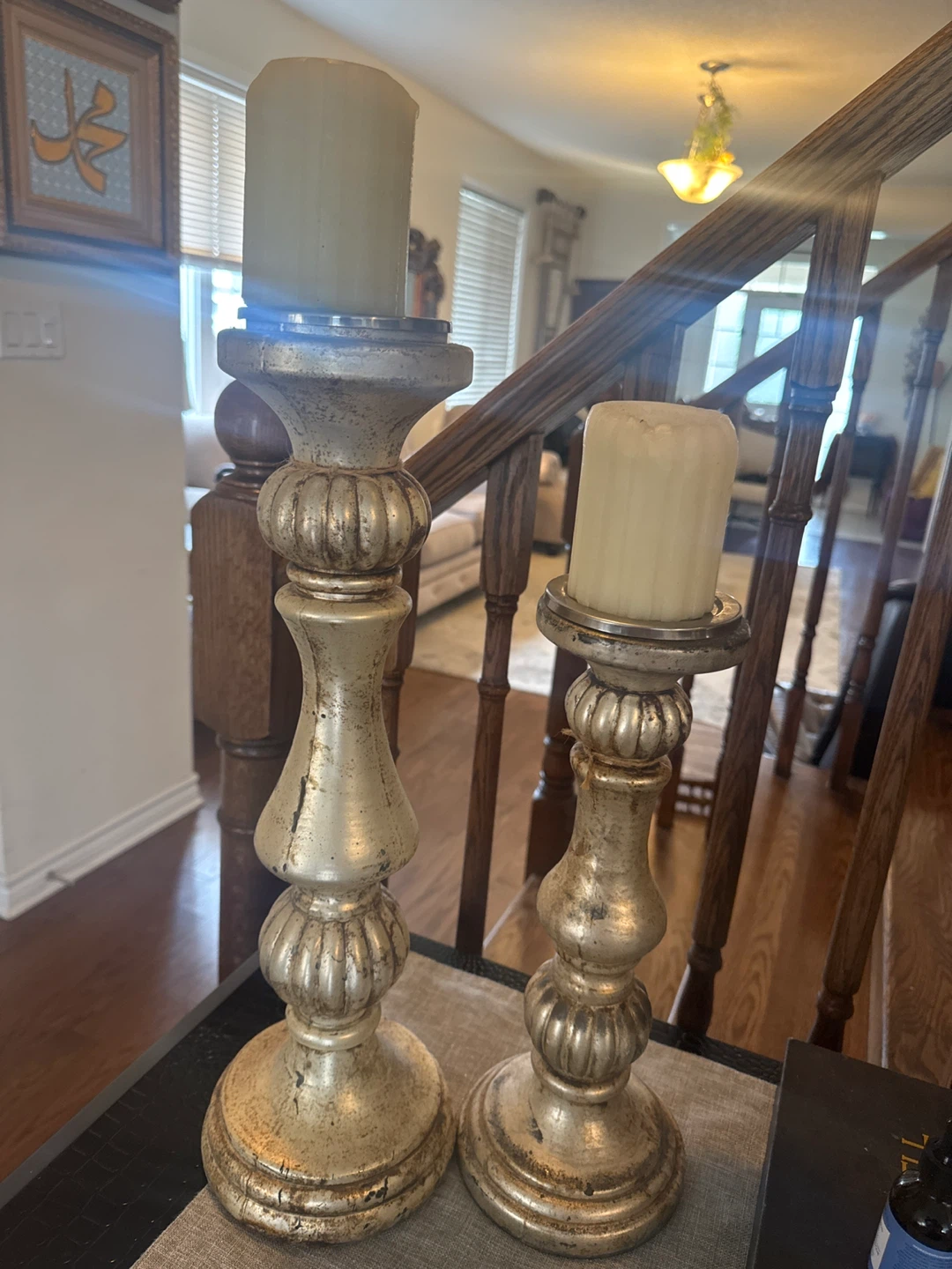 Set of 2 Ornate Silver Candle Holders
