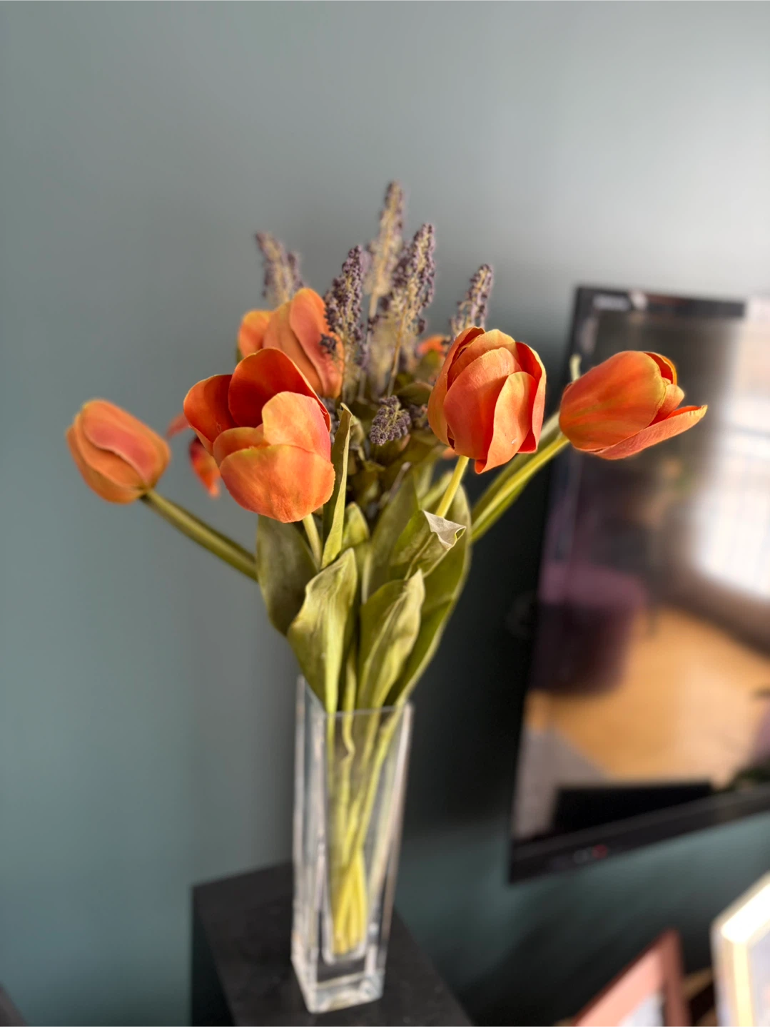 Artificial Tulip and Lavender Floral Arrangement