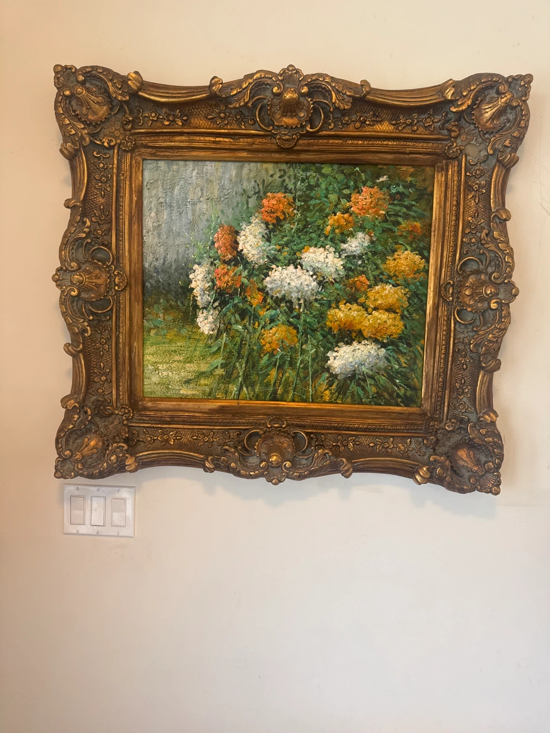 Framed Floral Oil Painting