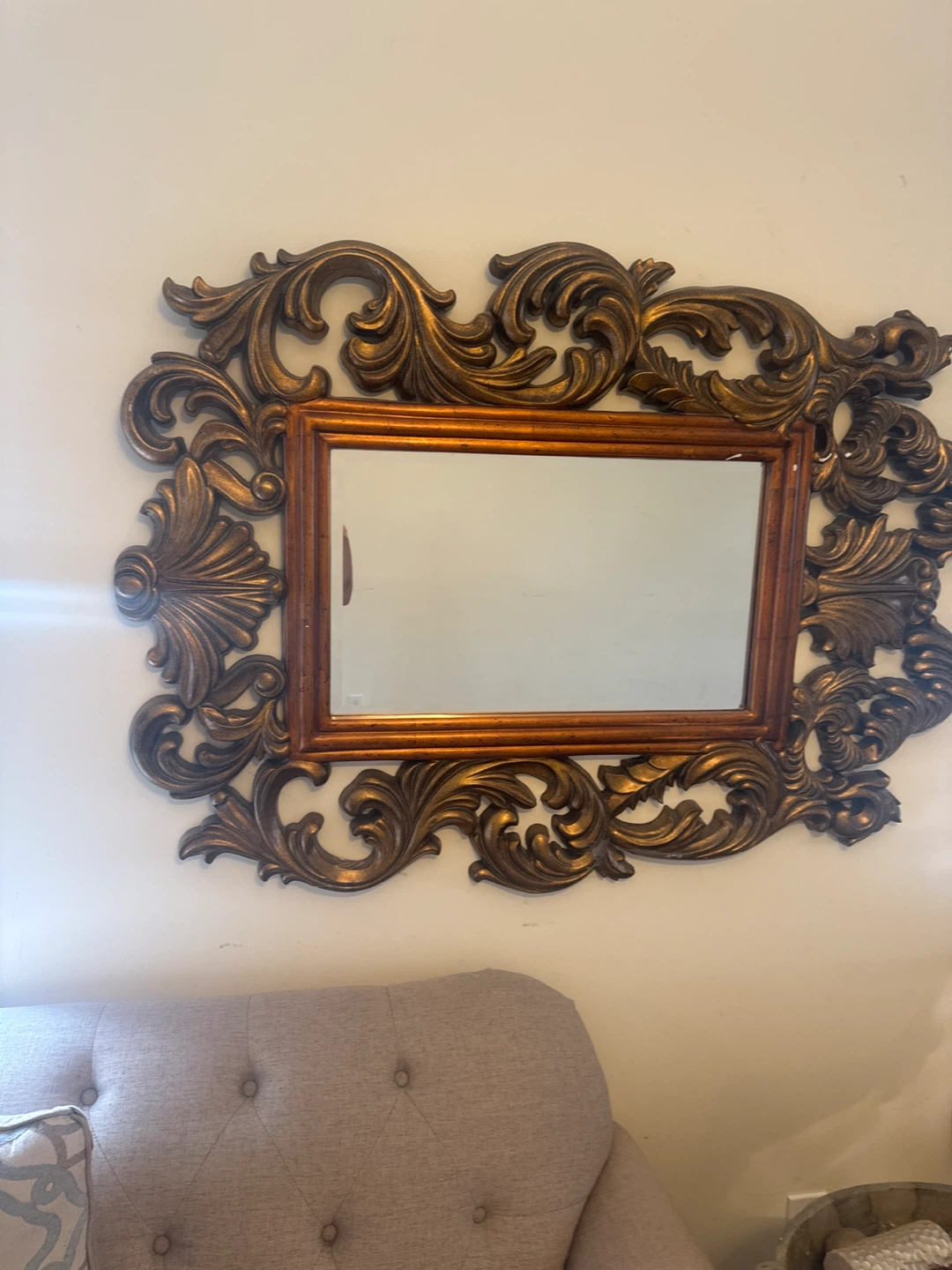 Ornate Gold Scrollwork Wall Mirror