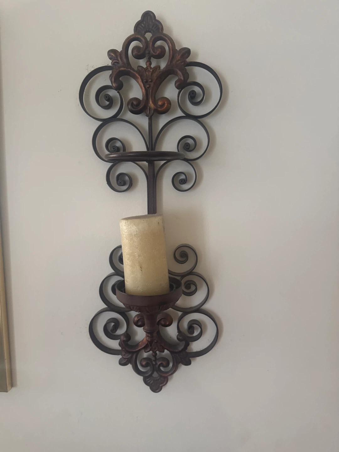 Ornate Metal Wall Sconce Candle Holder - photo 2
