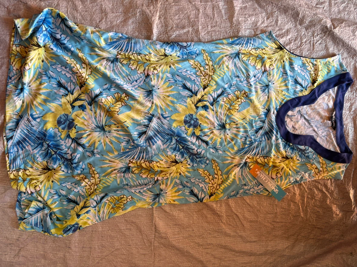 Simon Chang Blue Floral Sleeveless Dress