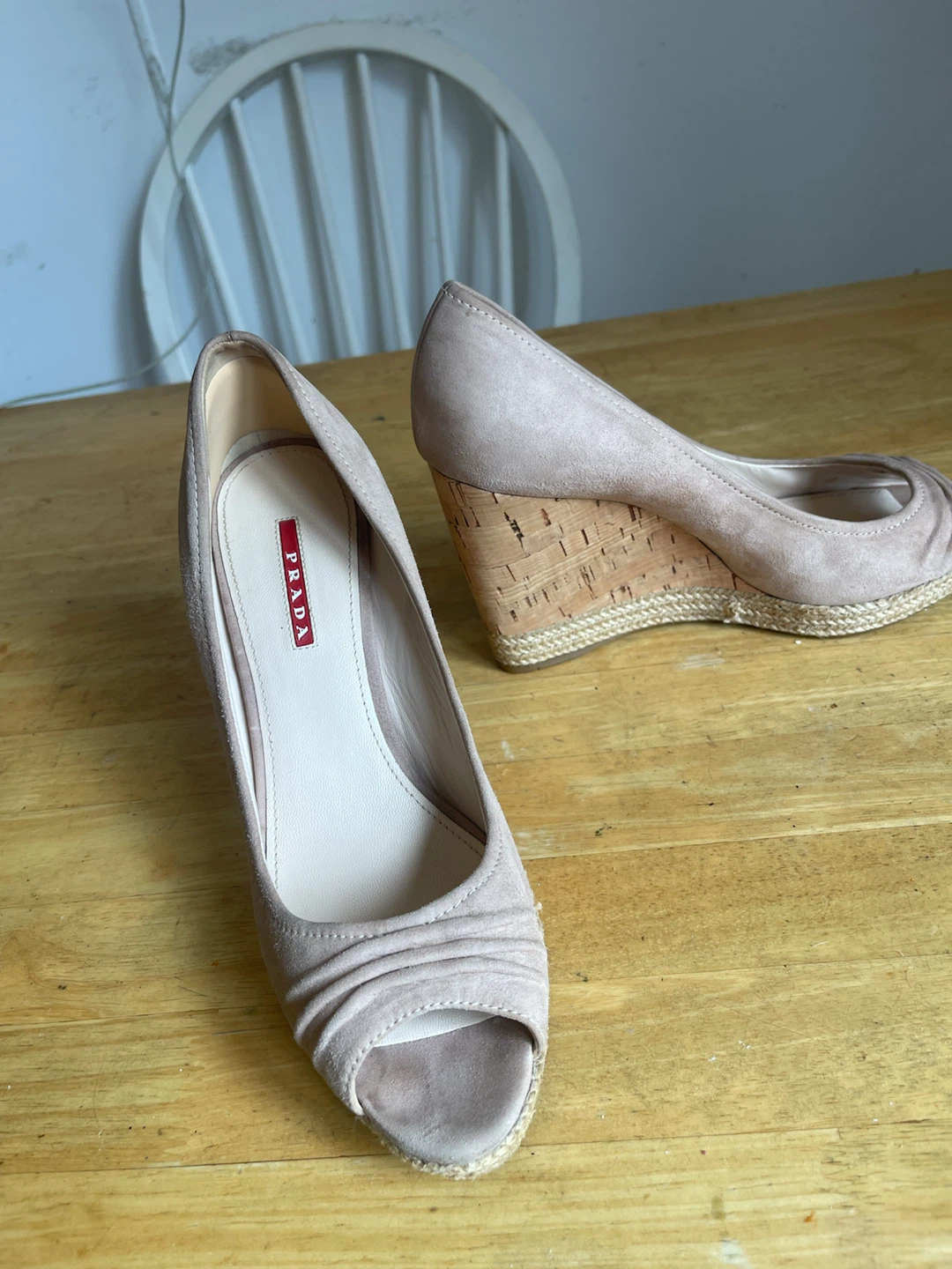 Prada Peep Toe Wedge Espadrille Heels - photo 2