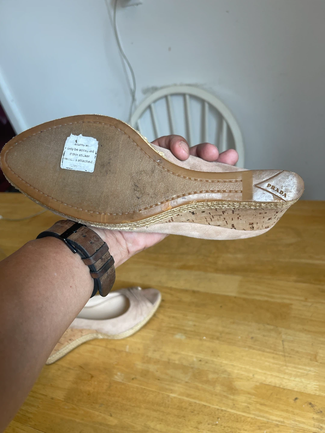 Prada Peep Toe Wedge Espadrille Heels - photo 3