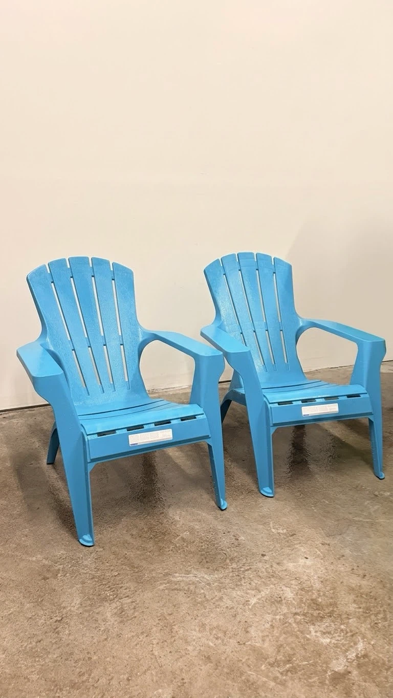 Pair of Bright Blue Adirondack Patio Chairs – $30 for Both