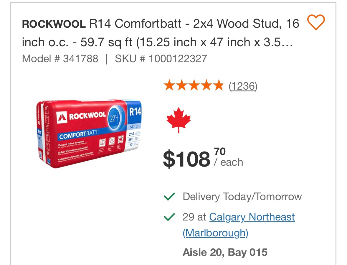 ROCKWOOL R14 Comfortbatt Insulation